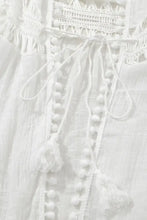 Pom Pom Trim Drawstring Waist Cover-Up Swimwear Cover-Ups