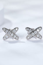 925 Sterling Silver X-Shape Moissanite Earrings Silver One Size