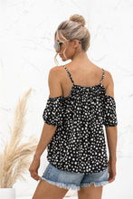 Printed Cold-Shoulder Frill Trim Blouse Woman Blouses