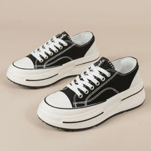 Tied Round Toe Platform Sneakers Black Woman Sneakers