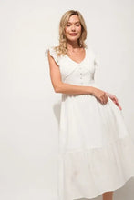 And The Why Ruffle Sleeve Front Smocked Tiered Midi Dress Casual Dresses