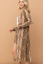 And The Why Snake Print Kimono Open Front Longline Cardigan Woman Outerwear