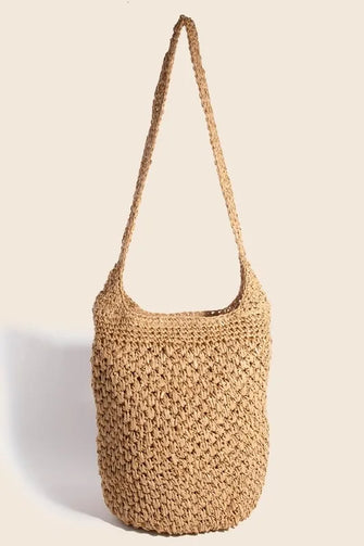 Fame Intricate Braided Hobo Shoulder Bag Camel One Size