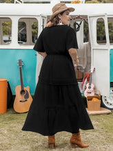 Plus Size Tie Neck Flutter Sleeve Dress Casual Dresses