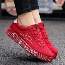 Round Toe Lace Up Platform Sneakers Red Woman Sneakers