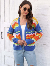 Open Front Openwork Cardigan Sky Blue