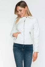 Snobbish PU Leather Zip Up Jacket with Pockets Woman Outerwear
