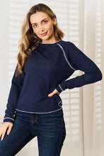 Basic Bae Long Raglan Sleeve Round Neck Top Woman Blouses