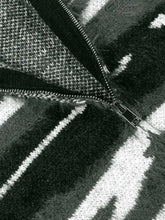 Men's Striped Fuzzy Zip-Up Cardigan Cardigans