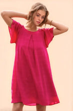 Davi & Dani Textured Ruffle Boat Neck Shift Dress Fuchsia Casual Dresses