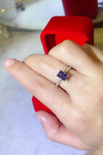 1 Carat Moissanite 925 Sterling Silver Rectangle Ring in Blue Rings
