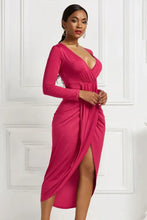 High-low Ruched Surplice Long Sleeve Dress Cocktail Dress