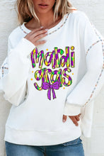 MARDI GRAS Round Neck Long Sleeve Sweatshirt White
