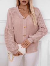V-Neck Button Up Raglan Sleeve Cardigan Woman Outerwear