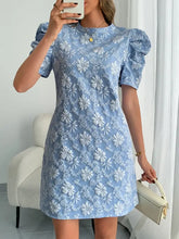 Round Neck Puff Short Sleeve Mini Dress Woman Dress