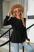 Round Neck Ruffled Peplum Blouse Woman Blouses