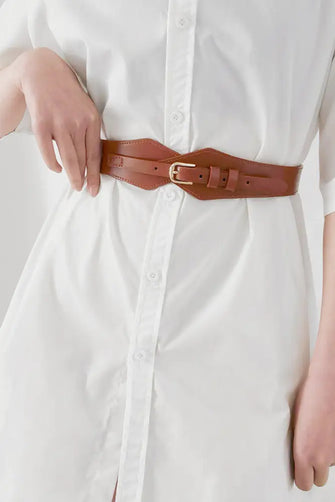 Fashion Geometric Elastic Belt Brown One Size Belts