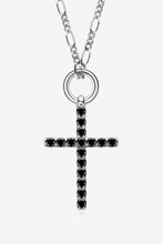 Moissanite Cross Pendant Platinum-Plated Necklace Black One Size