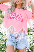 MAMA Sequin Fringe Round Neck T-Shirt Blush Pink