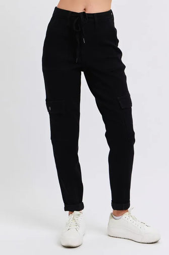 Judy Blue Full Size High Waist Cargo Cuffed Jogger Plus Size BK