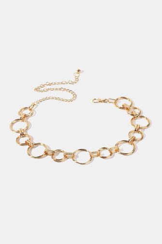 Alloy Chain Circle Shape Belt Gold One Size Belts