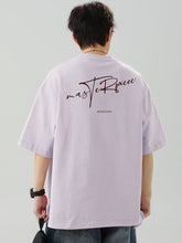 Men's Plus Size Round Neck Half Sleeve T-Shirt Lilac