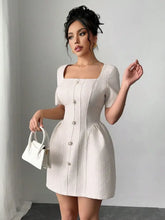 Square Neck Short Sleeve Mini Dress Casual Dresses
