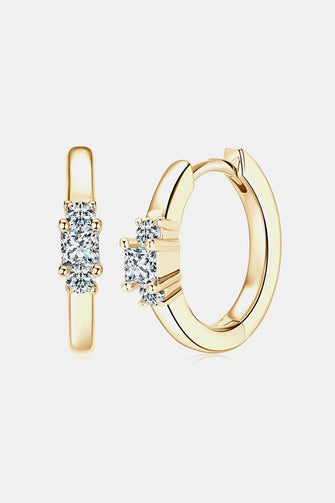 Moissanite 925 Sterling Silver Huggie Earrings Gold One Size