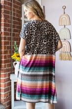 Heimish Full Size Animal Leopard and Stripe Open Cardigan Plus Size Woman Outerwear