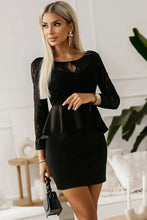 Lace Detail Long Sleeve Mini Dress Cocktail Dress