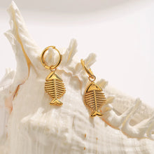 18K Gold-Plated Fish Bone Drop Earrings