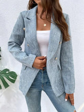 Lapel Collar Long Sleeve Blazer with Pockets Woman Outerwear