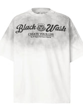 Men's Gradient Letter Round Neck T-Shirt White