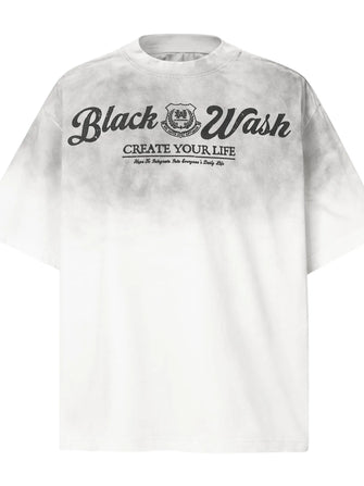 Men's Gradient Letter Round Neck T-Shirt White