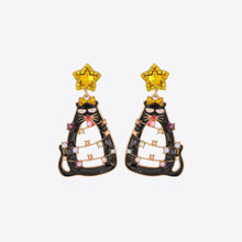Rhinestone Alloy Cat Earrings Yellow One Size