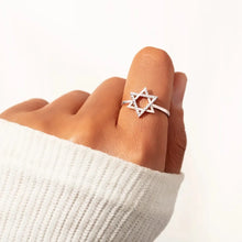 925 Sterling Silver Inlaid Zircon Hexagram Ring Rings