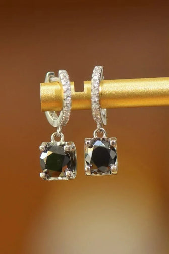 2 Carat Moissanite 925 Sterling Silver Drop Earrings Black One Size