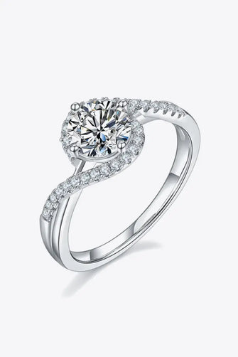 Adored 1 Carat Moissanite 925 Sterling Silver Crisscross Ring Silver Rings
