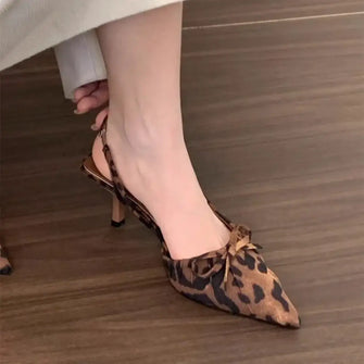 Point Toe Kitten Heels Pumps Leopard woman pumps