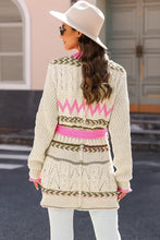 Contrast Tied Open Front Cardigan Woman Outerwear