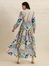 Tied Front Printed Long Sleeve Maxi Dress