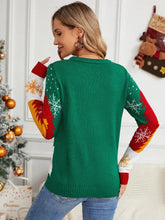 Printed Round Neck Long Sleeve Sweater Sweater Pullovers