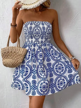 Smocked Printed Tube Mini Dress Casual Dresses