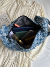 Checkered Raw Edge Denim Shoulder Bag Shoulder Bags