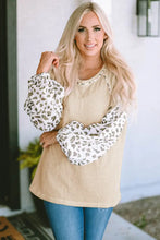 Waffle-Knit Balloon Sleeve Blouse Woman Blouses