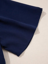 V Neck Buttoned Front Shirred Back Short Sleeve Midi Dress Woman Casual Dress