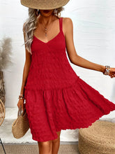 Crisscross Double Spaghetti Straps Tiered Cami Dress Scarlet