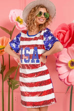 BiBi American Flag Theme Usa Print Sequin Dress Casual Dresses