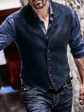 Men's Full Size Button Down Vest Plus Size Mens Tops