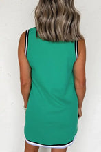 Color Contrast Trim V Neck Shift Sleeveless Mini Dress Casual Dresses